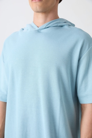 Tommy Life Açık Mavi Pamuklu Kalın Yüzeyi Dokulu Oversize Fit Basic Erkek T-shirt - 88335 Açik Mavi
