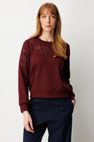 On Fashion Kadın Kolları Ve Yakası Pencere Detaylı Bordo Sweatshirt 66322 Bordo