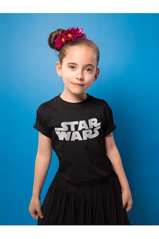 Sevbano Unisex Star Wars Baskılı Yıldız Savaşları Film Çocuk Tişört 1-12 Siyah