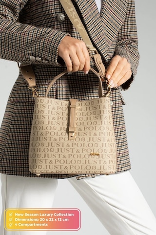 Just Polo Kadın Orta Boy Su Geçirmez Günlük Şık El Ve Omuz Çantası Ebat 23 X 18 Cm Shoulder Bag Bej