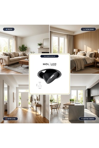 Molled Milano Serisi 8w Sıva Altı Led Spot Siyah Kasa 3000k - Mol3401-1