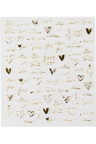 Nascita Tırnak Üstü Sticker Gold Kalp Temalı