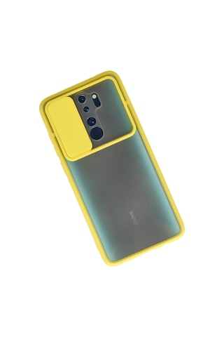 Cosmotex Newface Xiaomi Redmi Note 8 Pro Kılıf Palm Buzlu Kamera Sürgülü Silikon - Sarı