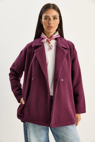 Shade Kadın Kruvaze Yaka Cep Detaylı Kaşe Blazer Ceket 60283757 - Mor