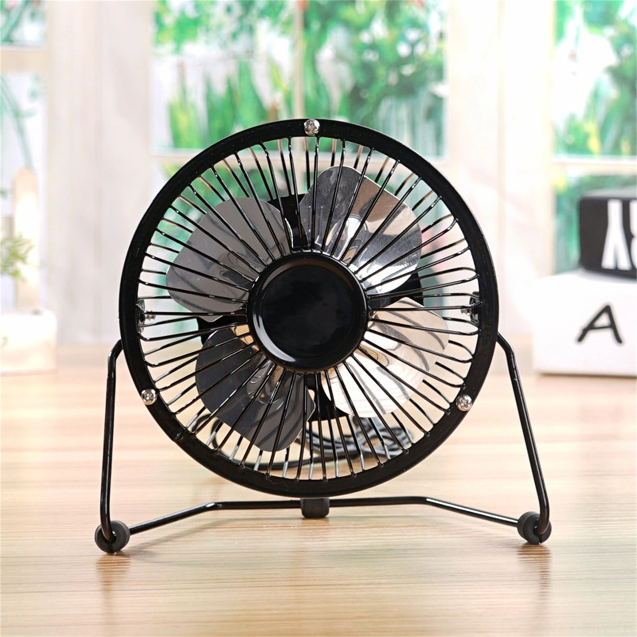 Moveevo Masaüstü Usb Metal Blades Fan - Ultra Sessiz 360 Ayarabilir Mini Soğutucu Siyah