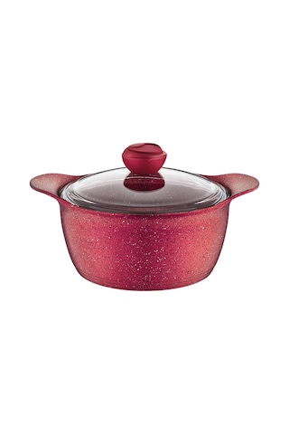 3120 - 2 Parça - Bio Granit Döküm, 28x14 Cm - 7,5 Lt. Derin Tencere Kırmızı Gövde, Kırmızı Detay Kırmızı