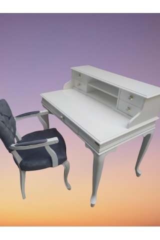 Bengimobilya Çalışma Masa-Kelebek Berjer Lükens Aslan Ayak Model Takım Lake Be Beyaz
