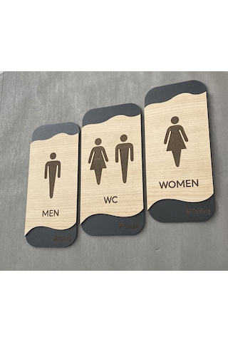 Meşe Serisi Kadın WC Erkek WC ve Genel WC 3'lü Natural Yönlendirm