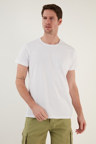 Buratti Pamuklu Slim Fit Bisiklet Yaka Erkek T Shirt 541Tactical Beyaz