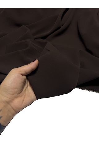 Dökümlü Likralı Kumlu Krep Kumaş 150 Cm En Kırışmaya Dayanıklı, Elbise Ve Giyimlik Kumaş Kahverengi