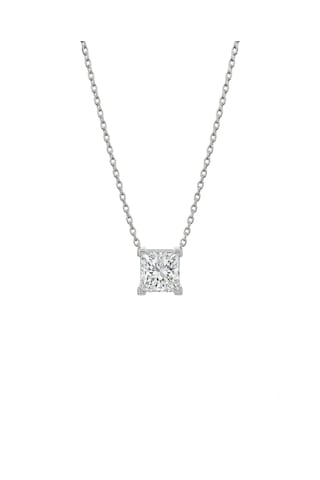 Kadın Moissanite Tek Taş Model Gümüş Kolye