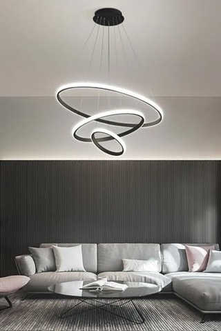 Ayrex Fer Avize Axes Modern Tasarım Yatak Odası - Salon - Mutfak Siyah Renk Beyaz Led 3 Lü Avize Diğer
