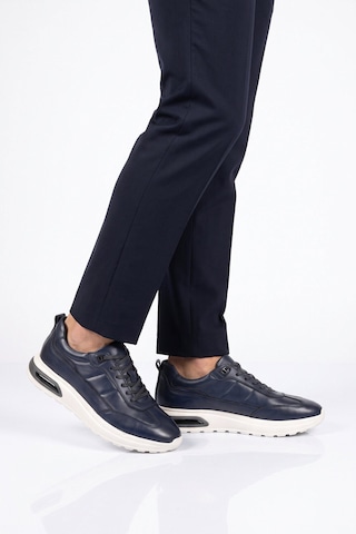 Komcero Kauçuk Tabanlı Bağcıklı Sneaker Lacivert Hakiki Deri Erkek Casual Ayakkabı Hz1774-0337