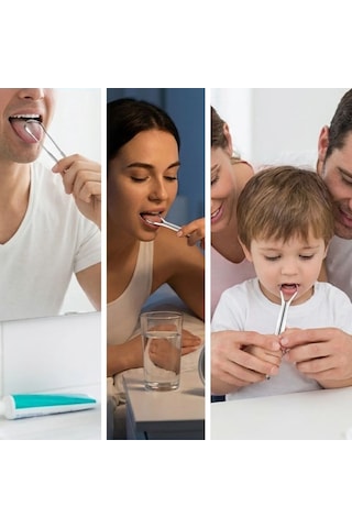 Buffer 3'lü Paslanmaz Çelik Dil Temizleyici Seti Ergonomik Dil Kazıyıcı Ve Ağız Bakım Aparatları Seti