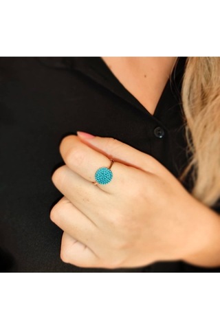 Oriental Kuyumculuk Jewellery Mavi Taşlı Rose Gümüş Ayarlanır Yüzük Rose