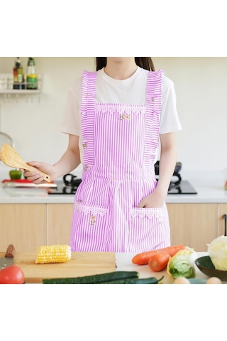 Kadınlar İçin Cepli Komik Önlükler, Mutfak Pişirme Izgara Barbekü C Pembe/çizgili, Diğer