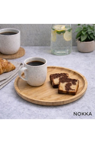 2 Adet Bambu Yuvarlak Servis Tabağı 20x20 Cm Renksiz