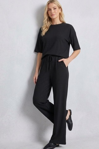 Fit Women Fitilli Kısa Kollu Takım 4457 Siyah