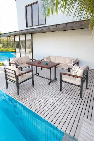Neokas Metal Balkon Seti, Bahçe Takımı, Kafe Koltuğu, Bekleme Alanı Koltuğu, Oturma Grubu 1 + 1 + 2 + 3 + M Antrasit