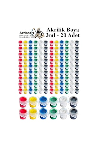 Akrilik Boya 3 Ml 6 Renk 20 Paket Mini Küçük Akrilik Boya Taş Ahşap Seramik Tuval Alçı Tuval Etkinlik Boyama Sana Renkli