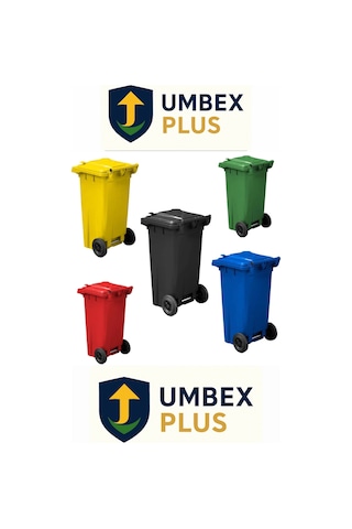 Umbex 5 Adet Plastik Çöp Konteynerı Çöp Kovası 120 Lt Isıya Karşı Dayanıklı 5 Adet Çok Renkli