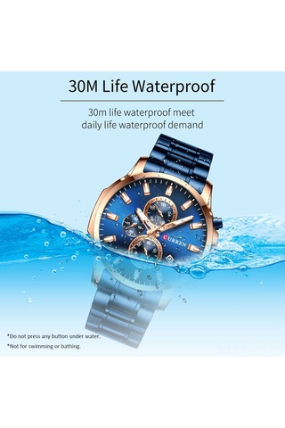 Curren 8348 Kuvars Erkek Kol Saati Paslanmaz Çelik Kayışlı Erkekler İçin Tarih Takvim Göstergesi Üç Alt Kadran İkinci Dakika Mikrosaniye Kronograf Su Geçirmez Parlak İskeletler Çok Renkli