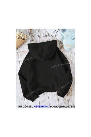 Nevermind Sevgili Çift Kombini Kinq Queen Özel Baskılı Kapüşonlu Sweatshirt Siyah