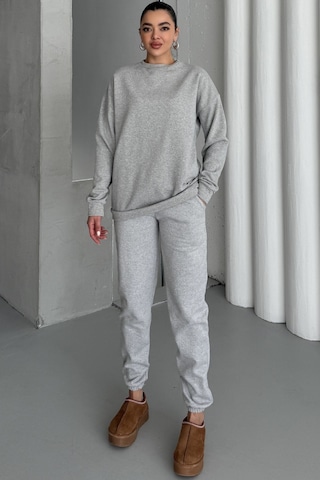 Modagen Kadın Grimelanj Bisiklet Yaka Düz Alt-üst Eşofman Takım Griii