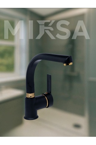 Lüx Siyah-gold Armut Balıksırtı Borulu Banyo Lavabo Bataryası, Musluğu, Çeşmesi Çift Su Girişli