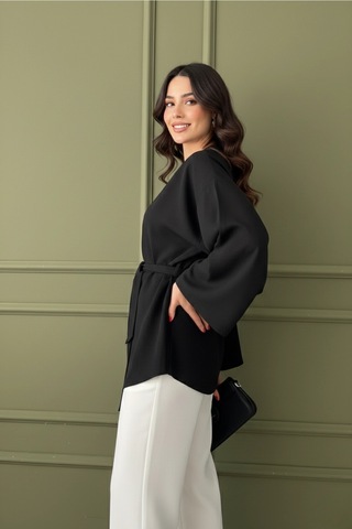 Kadın Kuşaklı Kimono 1177 Siyah