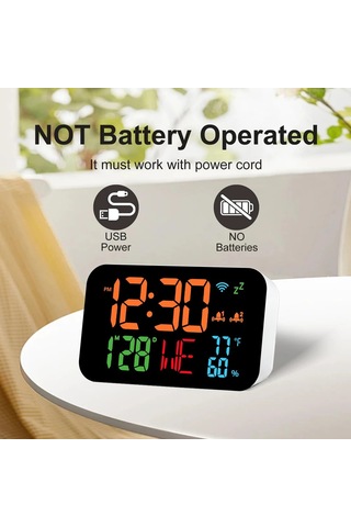 Tuya Wifi Masaüstü Saat Takvimi Akıllı Termometre Higometre Whıte