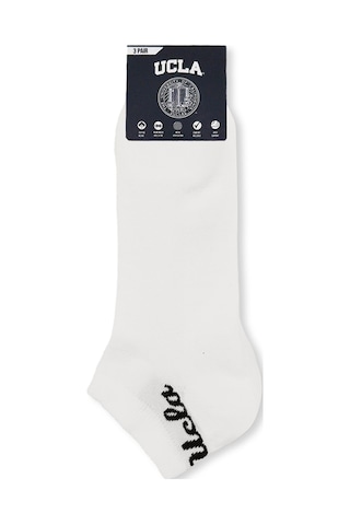 Ucla Adelıta 3'lü Beyaz Kısa Jakarlı Pamuk Standard Fit Unisex Çorap