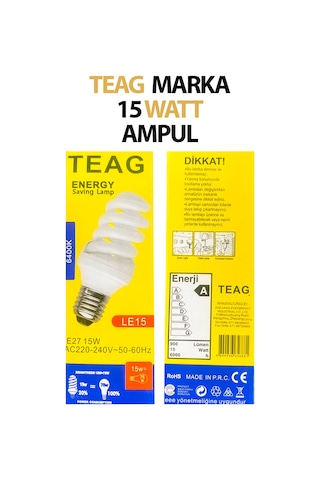 Tasarruflu Ampul 15 Watt 900 Lümen Teag