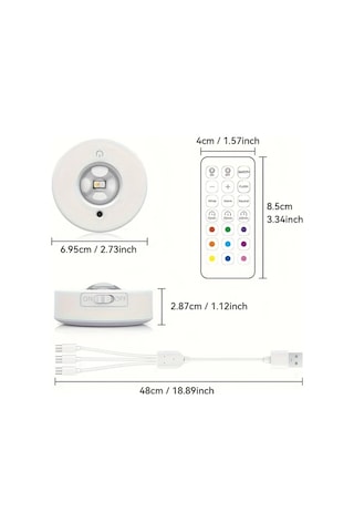 Willowhaven 3 Paket Şarj Edilebilir Led Gece Lambası Uzaktan Kumandalı Rgb Ve Sıcak Beyaz Işık, Aydınlatma Ahşap