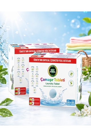 Noxy Herbal Renkliler İçin Çamaşır Tableti 33 Adet 2 Li Set Vegan Kokusuz