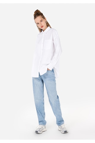 Colin's Colins Relaxed Fit Shirt Neck Düz Kadın Beyaz Uzun Kol Gömlek Cl1070174 Q1.v2 Wht Beyaz