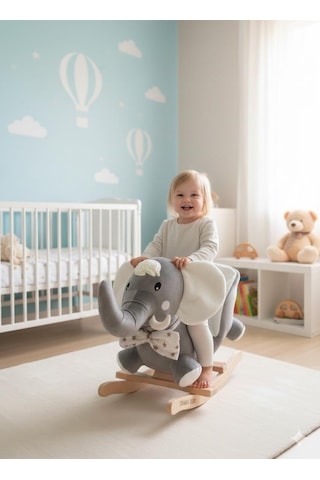 Tommybaby Egitici Peluş Sallanan At Ahsap Sallanan At Fildişi