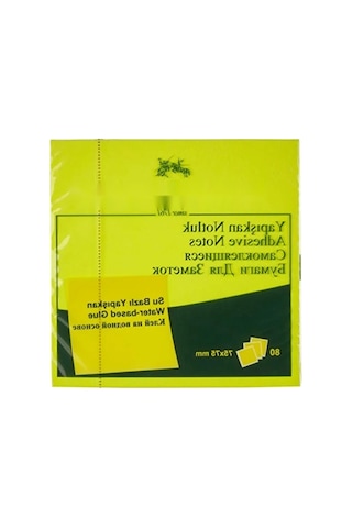Fosforlu Sarı Yapışkan Notluk, 75x75mm, 80'li Paket