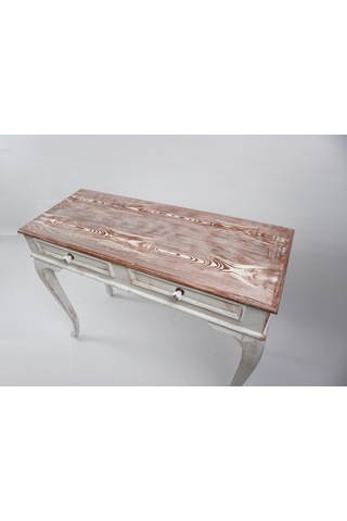 Masifart 100 Cm Seme Beyaz Eskitme Dresuar Çekmeceli Makyaj Masas Beyaz