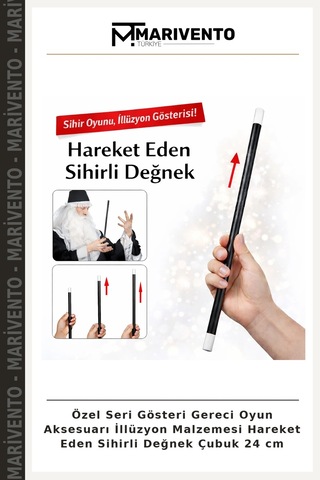 Özel Seri Gösteri Gereci Oyun Aksesuarı İllüzyon Malzemesi Hareket Eden Sihirli Değnek Çubuk 24 Cm