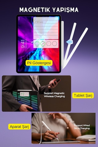 İpad Pro 11 İnç M4 Çip Uyumlu Manyetik Ve Kablosuz Şarj Özellikli Bluetooth Tablet Kalemi