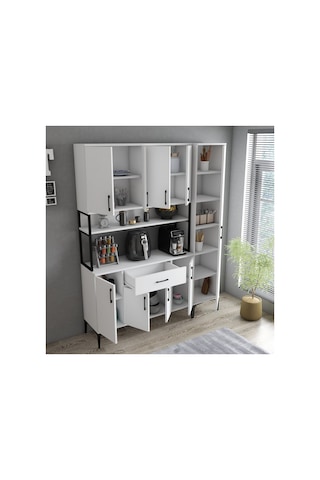 Tanmob Mdl0501 Alt Üst Tek Kapılı Çok Amaçlı Dolap 8 Kapaklı Çekm