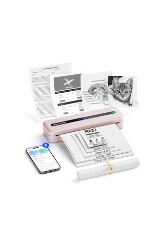 Itari M832 Taşınabilir Yazıcı, Kablosuz, 300 Dpı, Çeşitli Kağıt Boyutları Lazer Yazıcılar Pembe