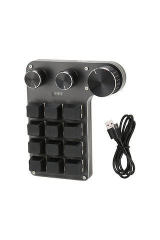 12 Tuşlu 3 Düğmeli Mekanik Klavye Kırmızı Anahtar Su Geçirmez Toz Geçirmez Ses Kontrolü Çok İşlevli Oyun Ofis Klavyesi Usb Kablosu