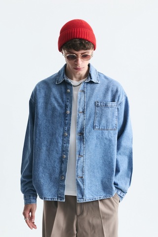Vamos Oversize Denim Gömlek K.mavı