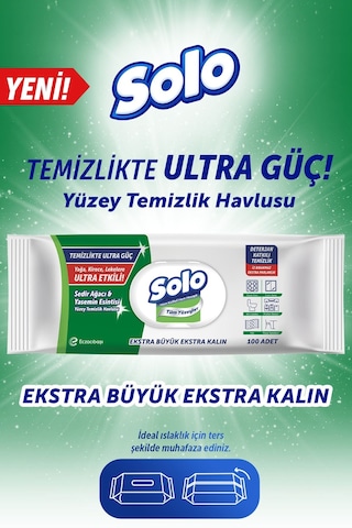 Solo Ultra Güç Sedir & Yasemin Yüzey Temizleme Mendili 100 Yaprak
