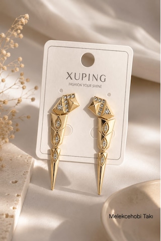 Melekcehobi Geometrik Şekilli Xuping Sallantılı Küpe Gold