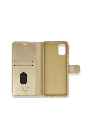 Samsung Galaxy Uyumlu A71 Kilif Cüzdanli Standli Miknatisli Kapak 446383308 - Renk / Gold Renk / Gold