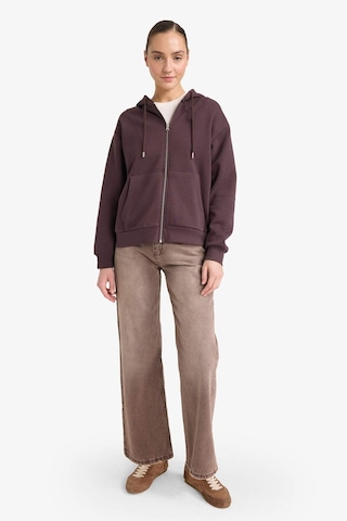 Defacto Relax Fit Kapüşonlu Basic Düz Kalın Fermuarlı Sweatshirt C1809ax25aubn340 Kahve-bn340