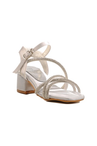 Gümüş Taşlı Kız Çocuk Sandalet 21 P Gümüş